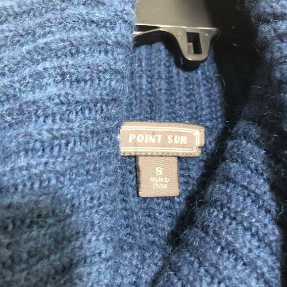 J. Crew Point Sur Sweater Womens Small Blue Mohair Wool Ribbed Chunky Turtleneck - Picture 12 of 16